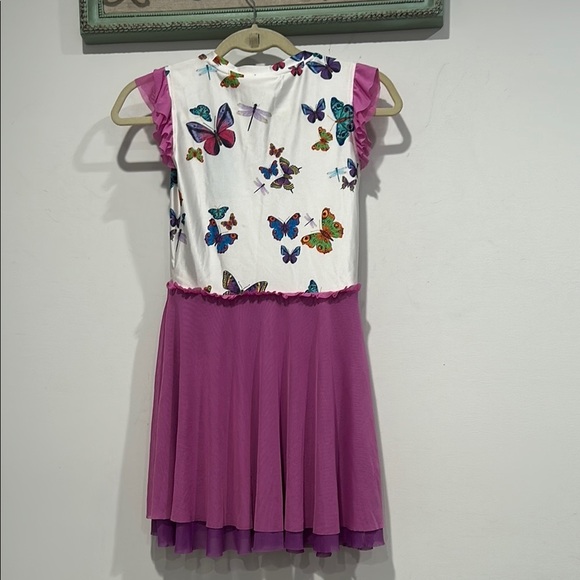 Terez garden butterfly dragon fly mesh active dress with ruffle cap sleeve 7/8 - Picture 5 of 5